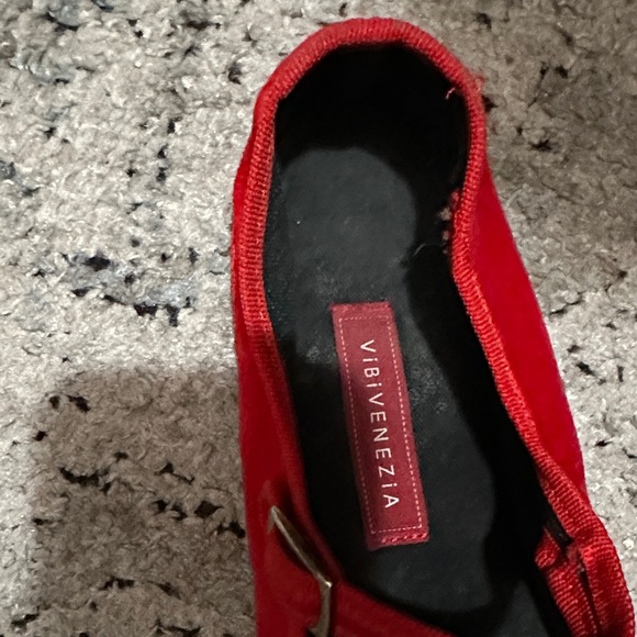 Via Venezia Red Velvet Mary Jane Flats - Picture 2 of 4
